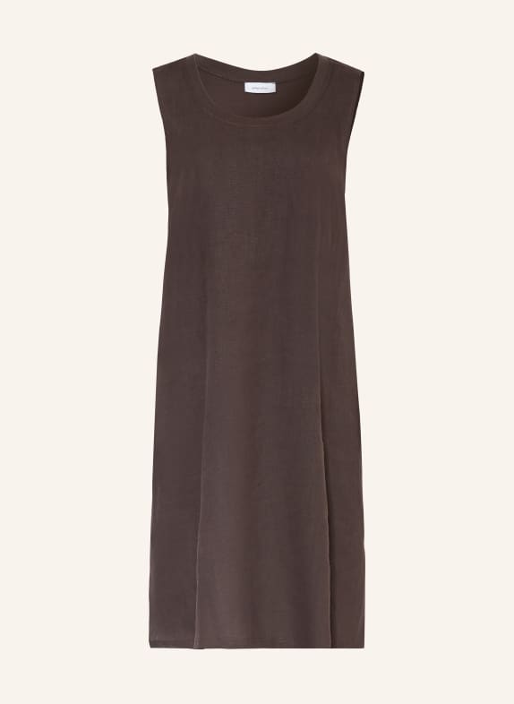darling harbour Jurk in een mix van materialen met linnen CHOCOLATE