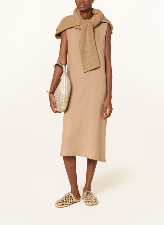 darling harbour Kleid im Materialmix mit Leinen cappucchino