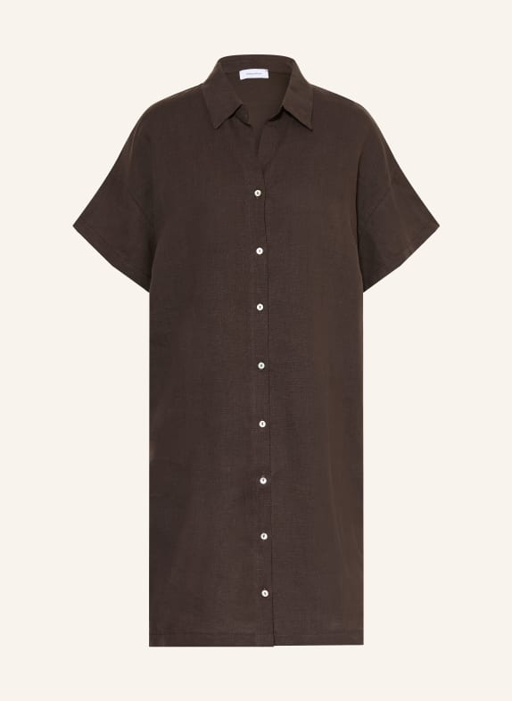 darling harbour Sukienka koszulowa z mieszanki materiałów z dodatkiem lnu CHOCOLATE