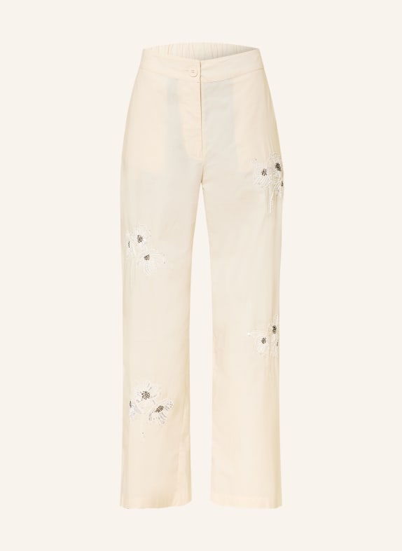 ottod'ame Marlenehose mit Pailletten und Schmuckperlen CREME