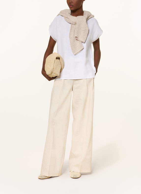 darling harbour T-Shirt im Materialmix mit Leinen WHITE