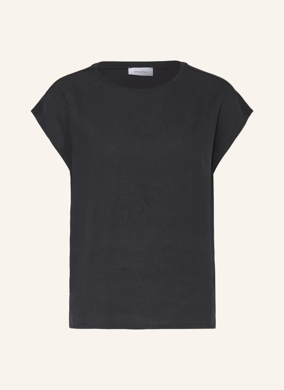 darling harbour T-shirt van gemengd materiaal met linnen BLACK