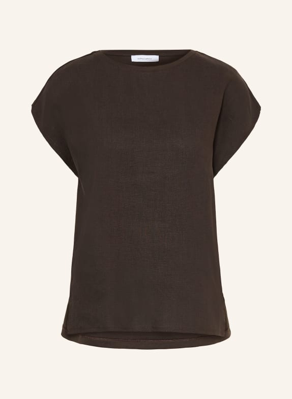 darling harbour T-shirt van gemengd materiaal met linnen CHOCOLATE