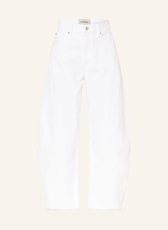 FRAME Barrel jeans THE BUBBLE CROP WTNF WHITE NEW FRAY