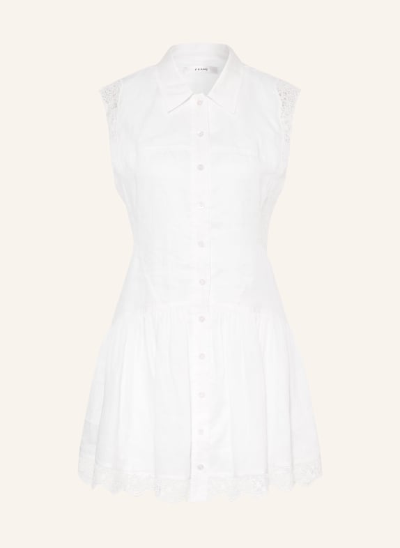 FRAME Sukienka koszulowa z koronką BIAŁY