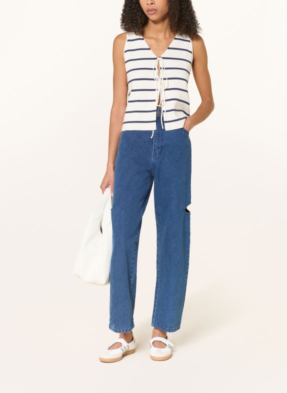 KARO KAUER gilet en tricot BLANC / BLEU FONCÉ