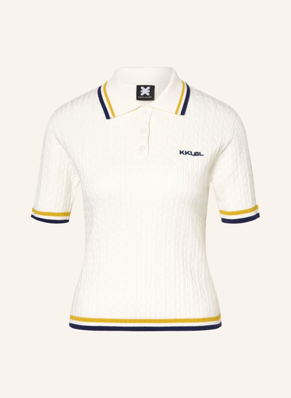 KARO KAUER Strick-Poloshirt CREME / DUNKELGELB / DUNKELBLAU