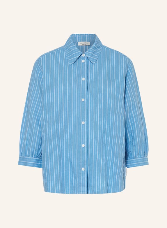Marc O'Polo DENIM Shirt blouse with linen and 3/4 sleeves BLUE / WHITE