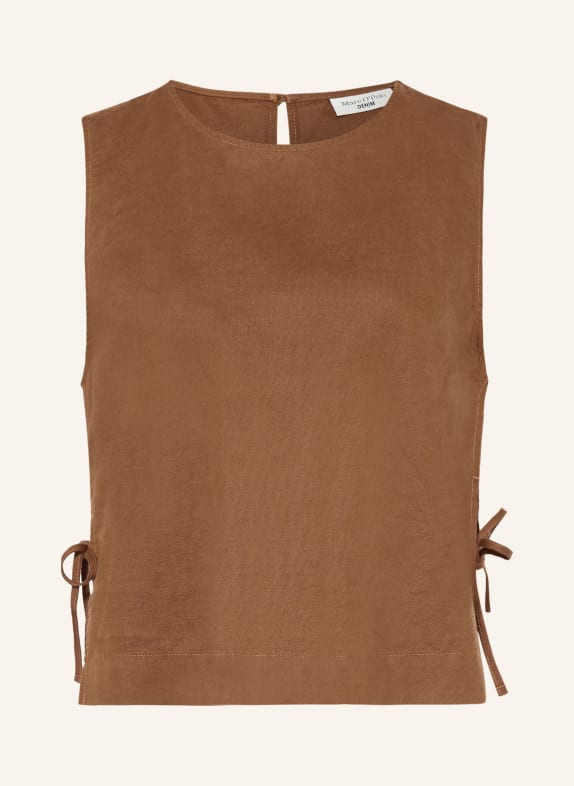Marc O'Polo DENIM Blusentop mit Leinen BRAUN
