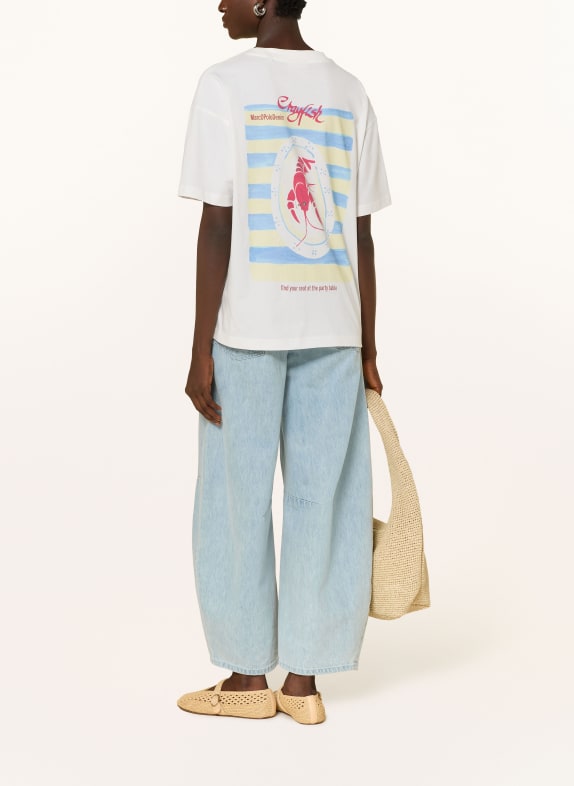 Marc O'Polo DENIM T-shirt WIT / LICHTGEEL / LICHTBLAUW
