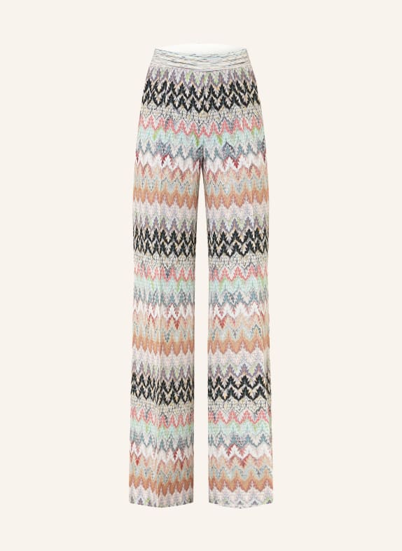 MISSONI Pantalon en maille avec fil pailleté BLANC / ROUGE CLAIR / VERT CLAIR
