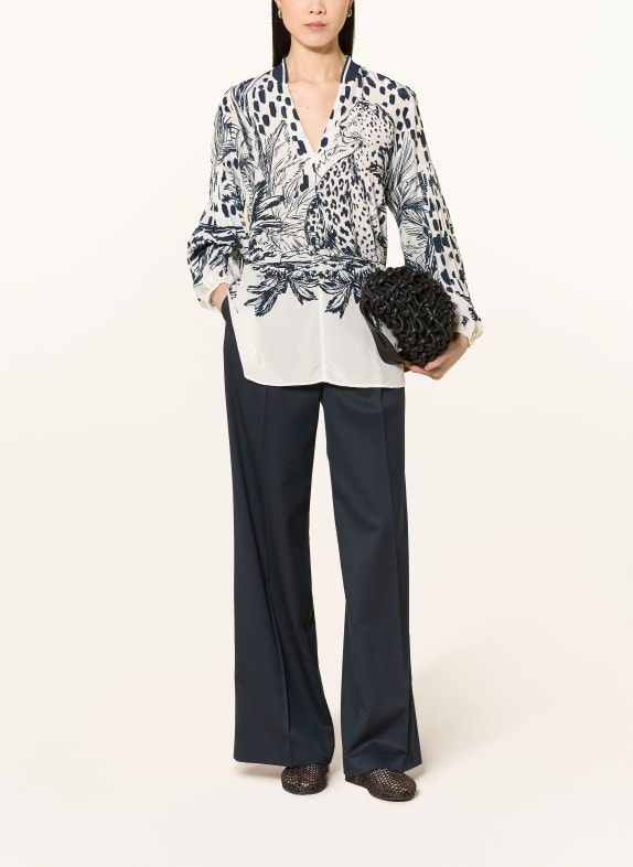 SPORTALM blouse CRÈME / DONKERBLAUW