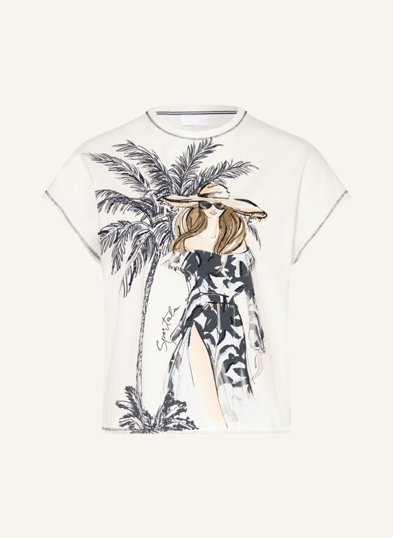 SPORTALM T-shirt met pailletten en strass-steentjes WIT / CRÈME / GRIJS