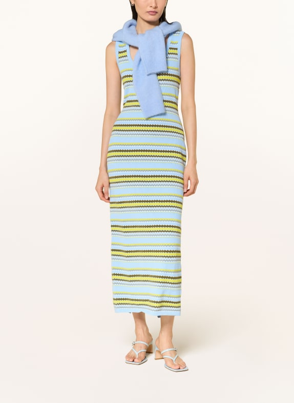 SPORTALM Strickkleid HELLBLAU / OLIV / WEISS
