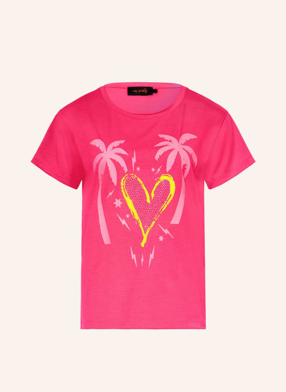 miss goodlife T-Shirt mit Schmucksteinen NEONPINK