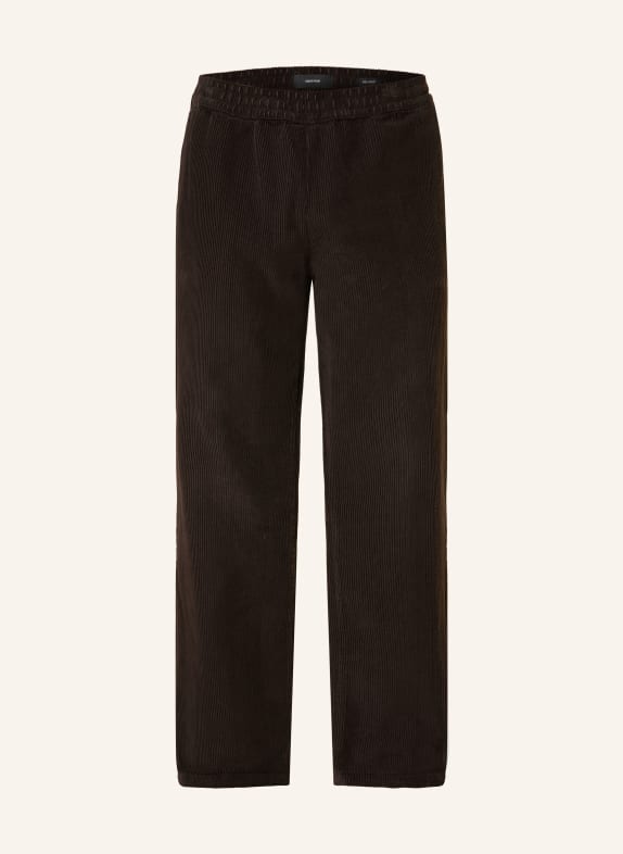EIGHTYFIVE Pantalon en velours côtelé coupe décontractée MARRON FONCÉ