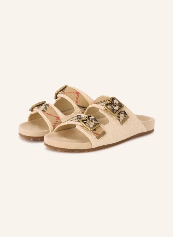 BURBERRY Pantoletten URCHIN BEIGE / CAMEL / ROT