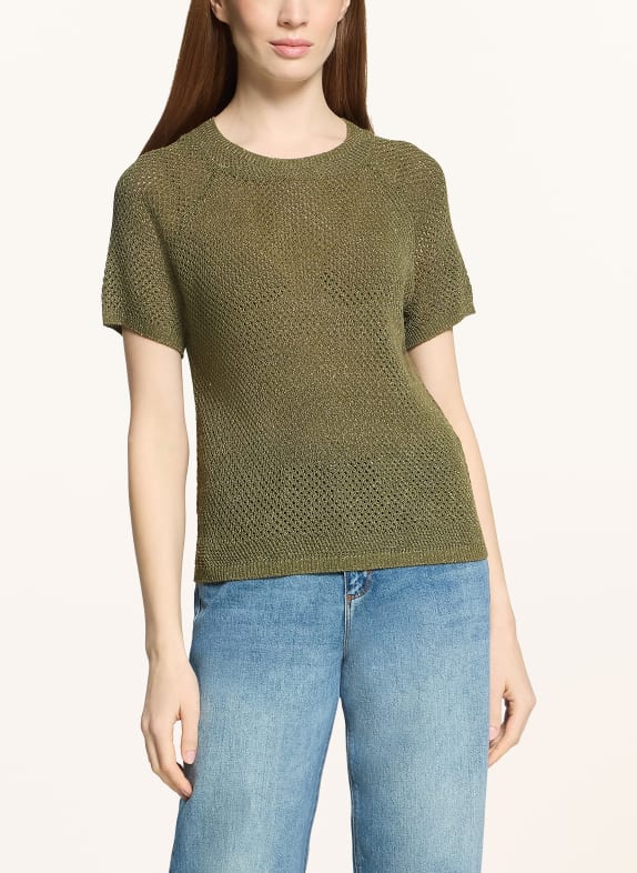 CARTOON Gebreid shirt met glinsterend garen KAKI / GOUD