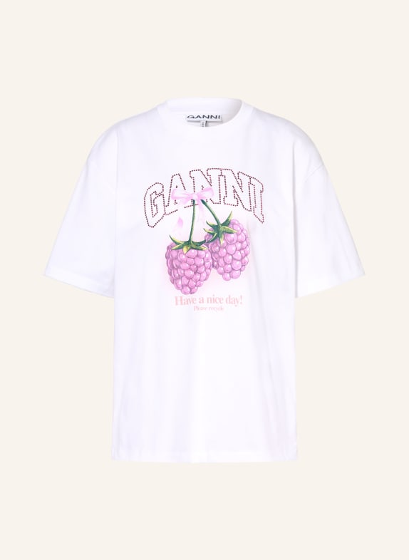 GANNI T-shirt avec pierres précieuses BLANC