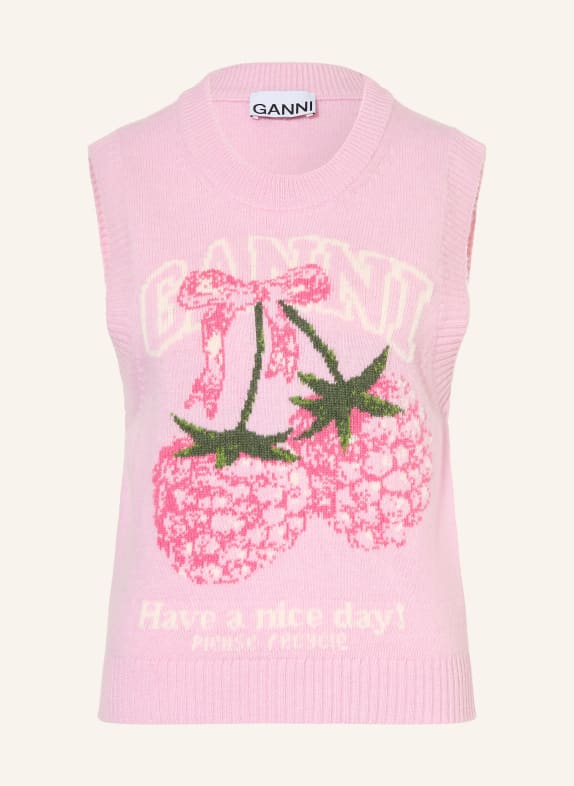 GANNI pull sans manches ROSE