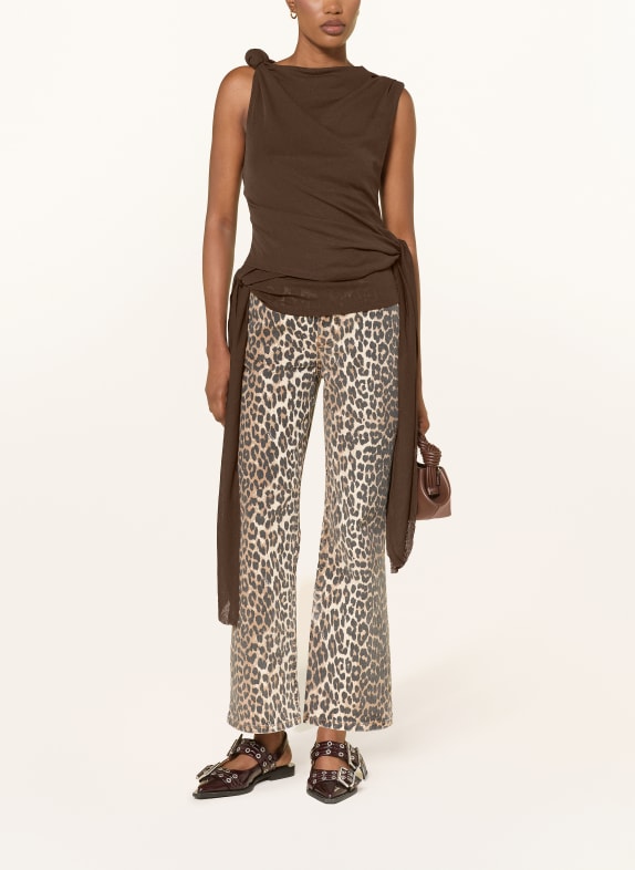 GANNI Top MARRON FONCÉ