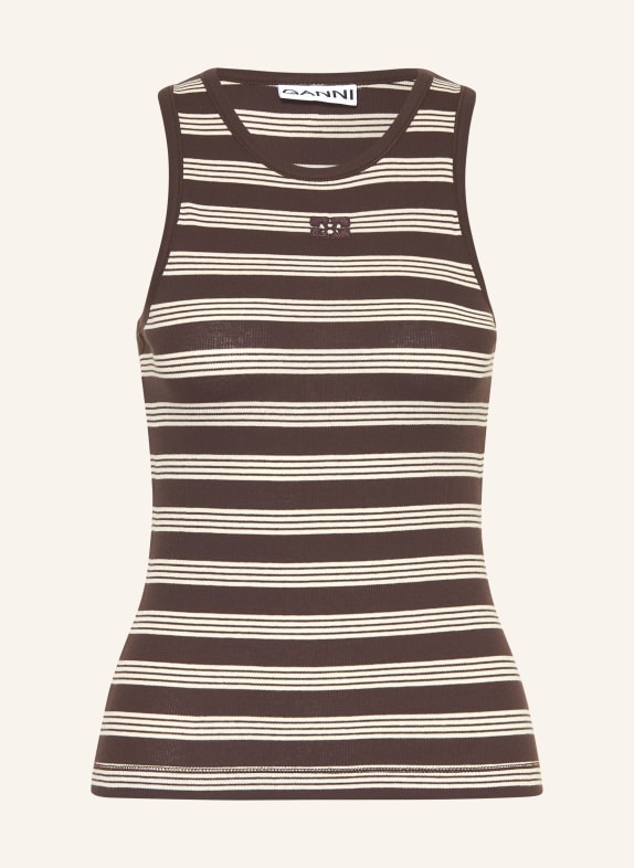 GANNI Top DARK BROWN / ECRU
