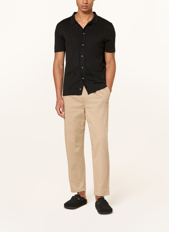 PAUL Gebreid overhemd Slim Fit ZWART
