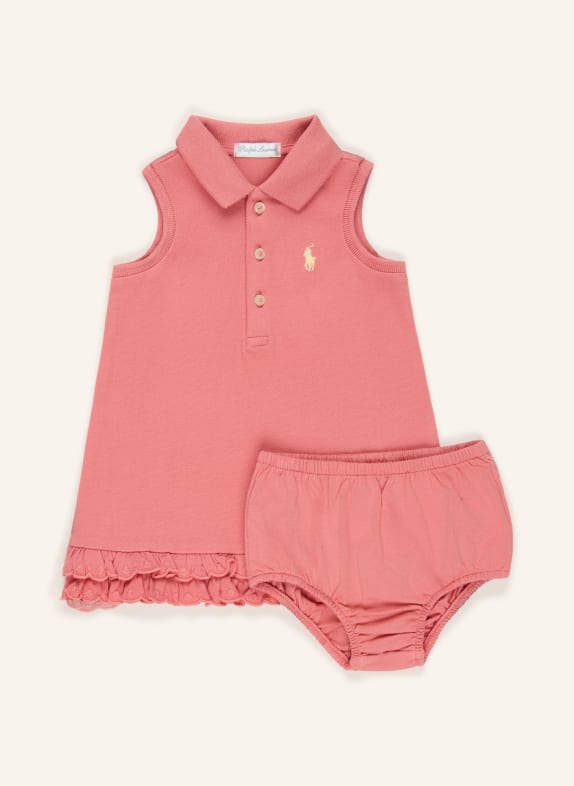 POLO RALPH LAUREN Zestaw: sukienka polo z tkaniny piqué i spodnie BRUDNY RÓŻ