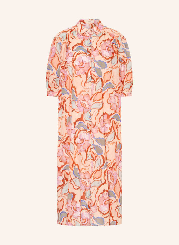 SUNCOO CADIX-overhemdjurk met 3/4-mouwen LICHTORANJE / ROZE / BLAUW