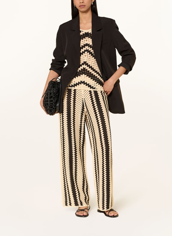 SUNCOO Gehaakte top PISSARO BEIGE / ZWART