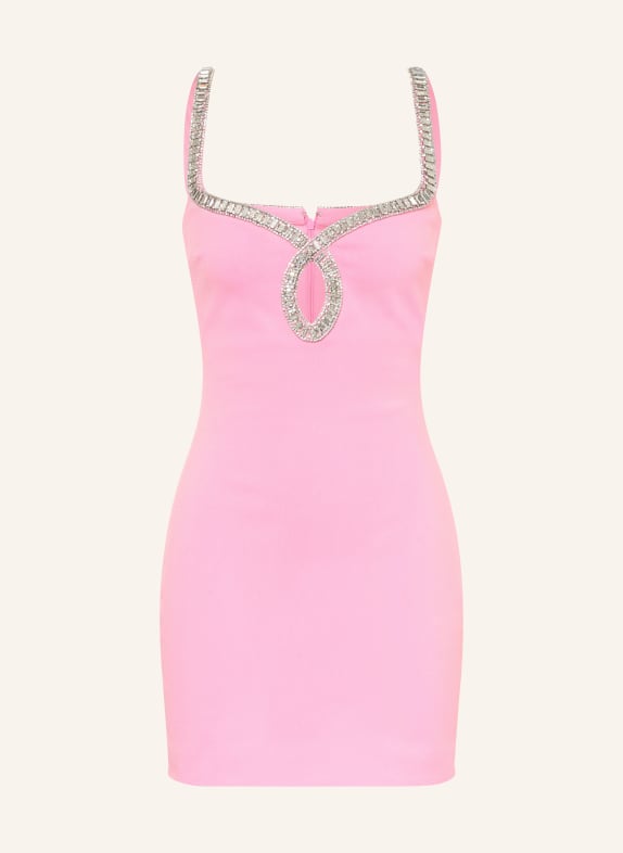 RETROFÊTE Sukienka koktajlowa TALITHA z kamieniami ozdobnymi MOCNORÓŻOWY