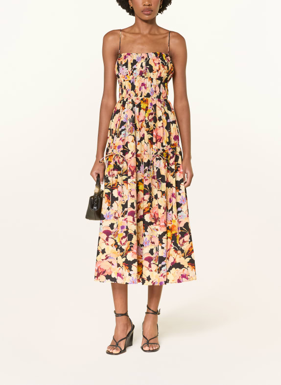 ULLA JOHNSON VIDRI dress LIGHT YELLOW / PURPLE / BLACK