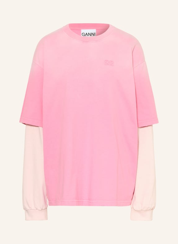 GANNI T-shirt à manches longues oversize ROSE FUCHSIA