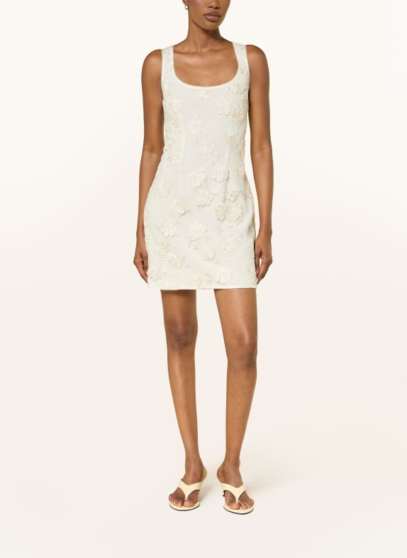 ROTATE Cocktailkleid aus Mesh mit Schmucksteinen CREME