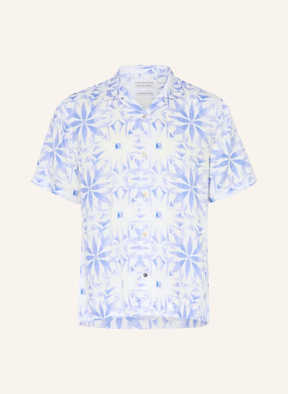 COLOURS & SONS Resorthemd GREEK TILE, normale pasvorm WIT / BLAUW