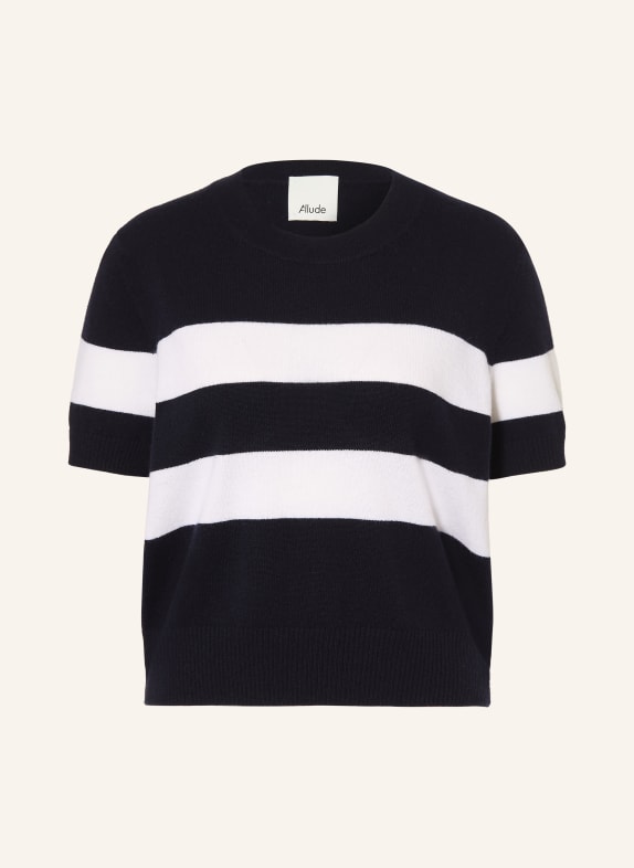 ALLUDE Cashmere-Pullover DUNKELBLAU / WEISS