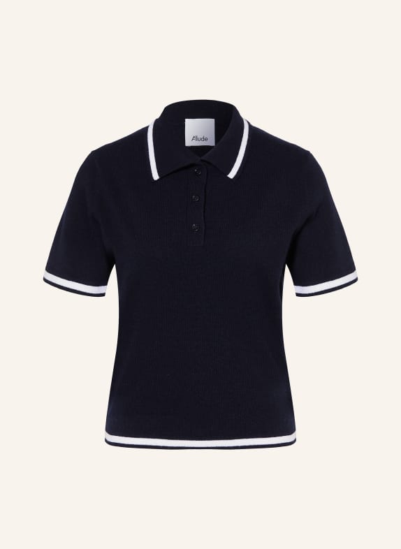 ALLUDE Polo en maille cachemire BLEU FONCÉ