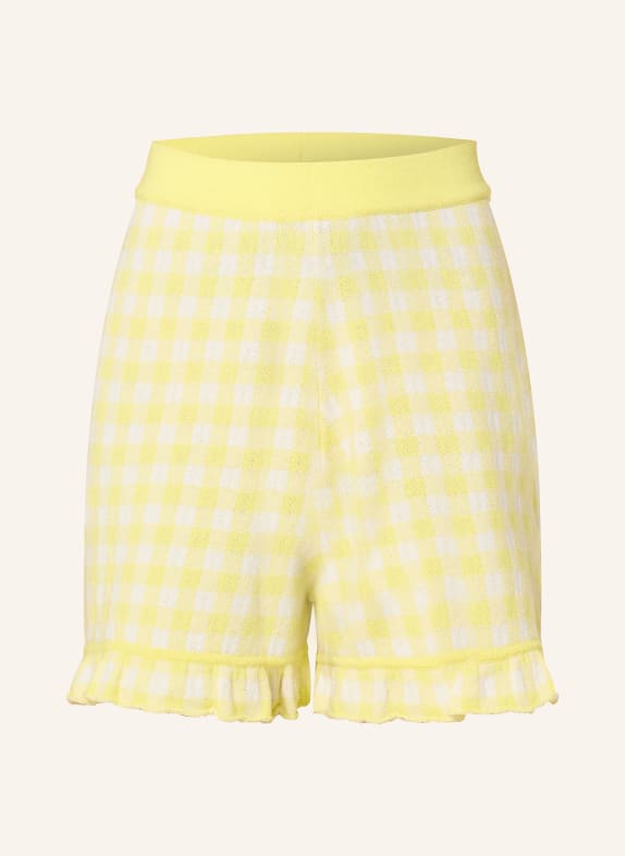 ALLUDE Short en maille avec cachemire et volants JAUNE CLAIR / JAUNE