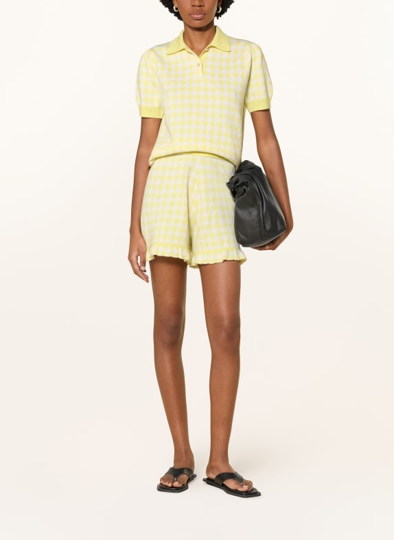 ALLUDE Gebreide shorts met kasjmier en ruches LICHTGEEL / GEEL