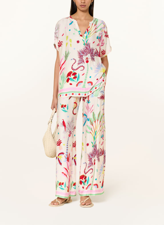 MILANO ITALY blouse CRÈME / DONKERROOD / LICHTBLAUW