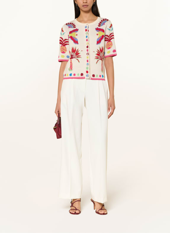 MILANO ITALY Strikjakke CREME / PINK / MØRKERØD