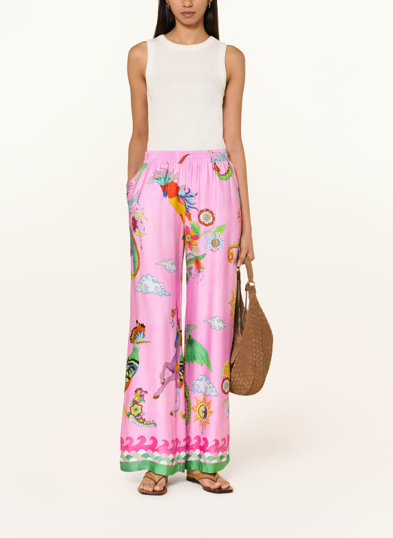 MILANO ITALY Satin Marlene pants PINK / RED / GREEN