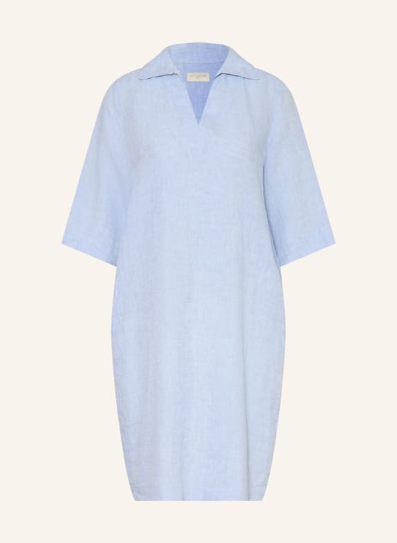 MILANO ITALY Linnen jurk met 3/4-mouwen LICHTBLAUW