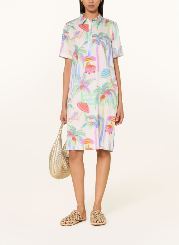 MILANO ITALY Hemdblusenkleid CREME / HELLGRÜN / HELLBLAU