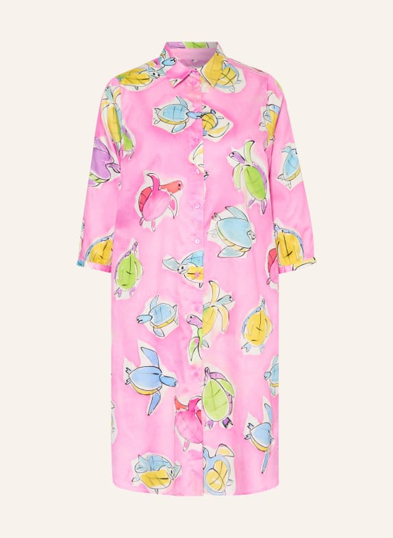 MILANO ITALY Shirt dress with 3/4 sleeves PINK / YELLOW / LIGHT BLUE
