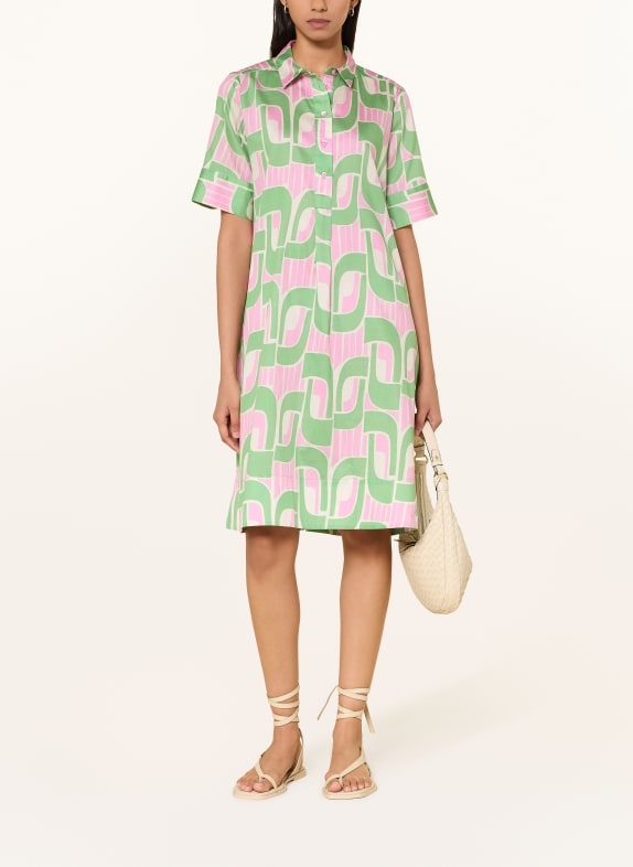 MILANO ITALY Hemdblusenkleid GRÜN / ROSA / CREME