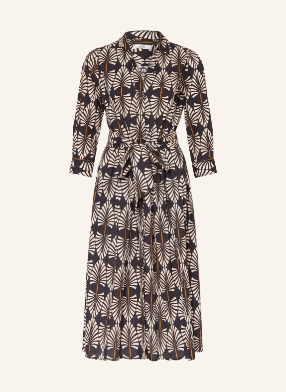 0039 ITALY Hemdblusenkleid JULENE mit 3/4-Arm SCHWARZ / COGNAC / CREME