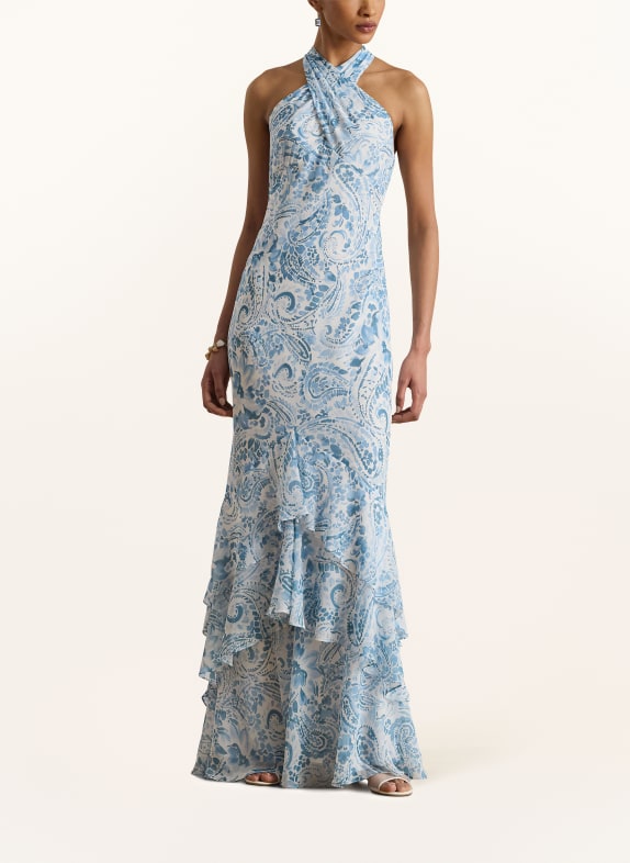 LAUREN RALPH LAUREN Jurk BRADANA met volants LICHTBLAUW / BLAUW / WIT