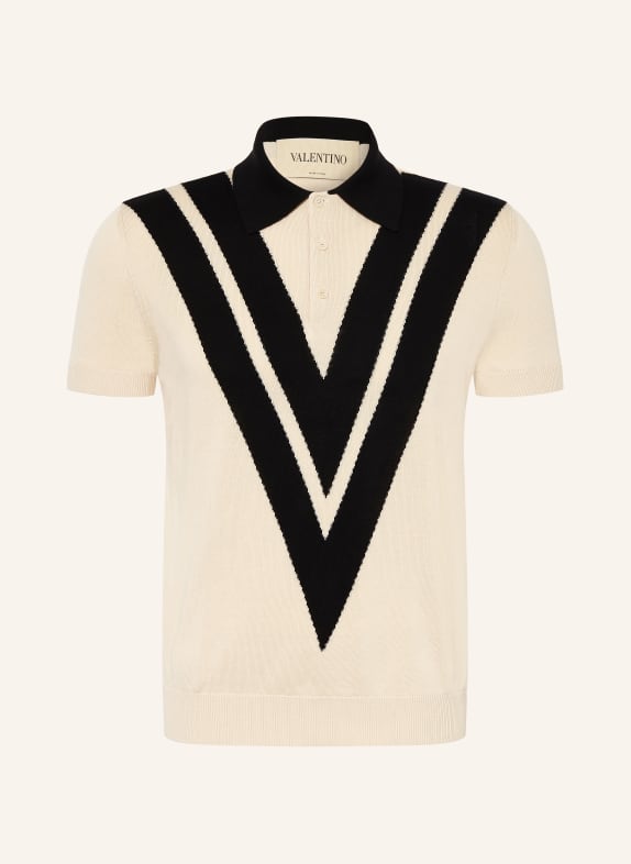 VALENTINO knitted polo shirt LIGHT BROWN / BLACK