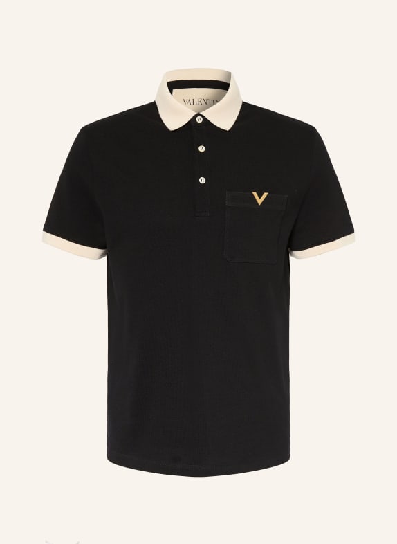 VALENTINO Piqué-poloshirt VGOLD ZWART / ECRU
